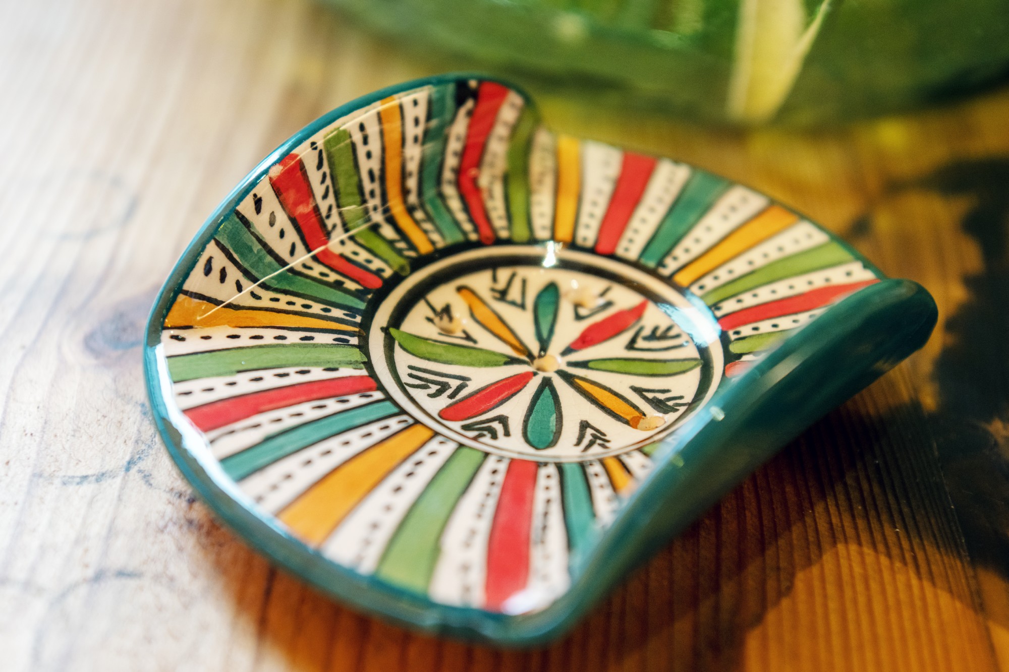 Keramik-Seifenschale, türkis, multicolor, B 10 cm, L 13 cm, H 4 cm von fischer's lagerhaus