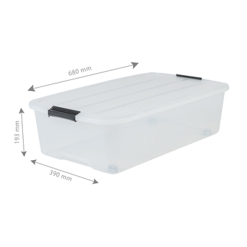 Iris Bedrollerbox click 40 liter transparant met grijze clips inclusief deksel