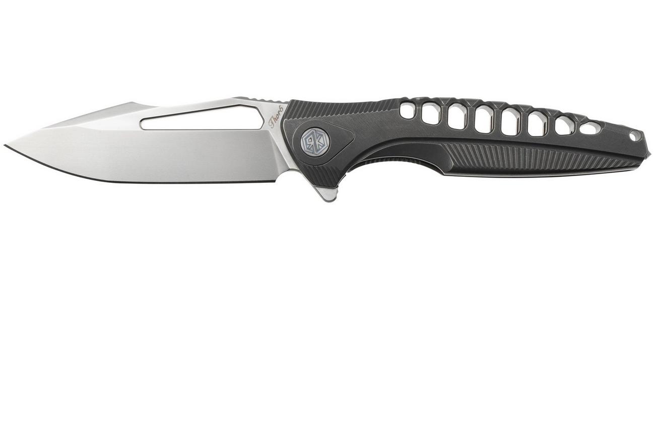 Rike Knife Thor 5 Bead Blasted M390, Dark Gray Titanium, integraalzakmes
