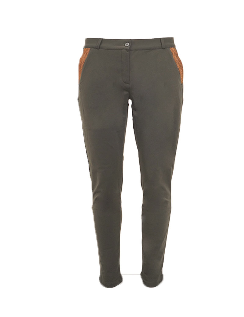 HBT BASICS - CHRISTINA PANTALON CITY SLIM KAKI/CUIVRE