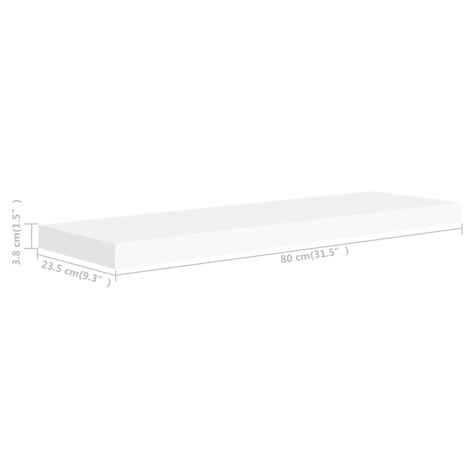 vidaXL - Wandschap - Wit - MDF - 80 x 23.5 x 3.8 cm