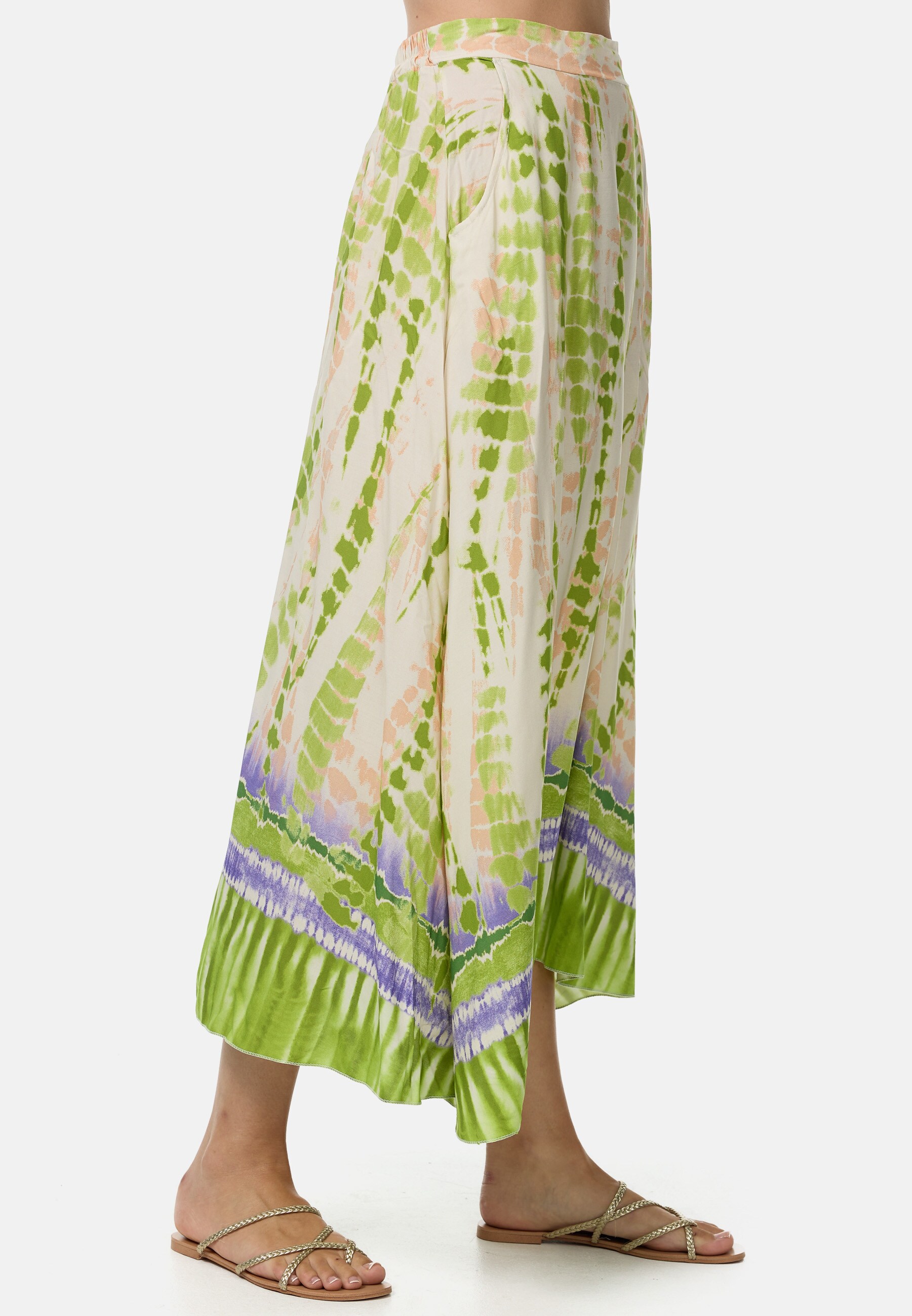 PM SELECTED Damen A- Linie Maxirock in Batikmuster Rock mit Taschen in Einheitsgröße PM57