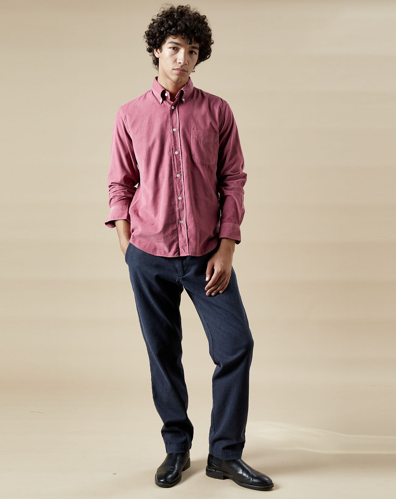 Hartford Chemise en Velours Milleraies regular Pitt Pat rose