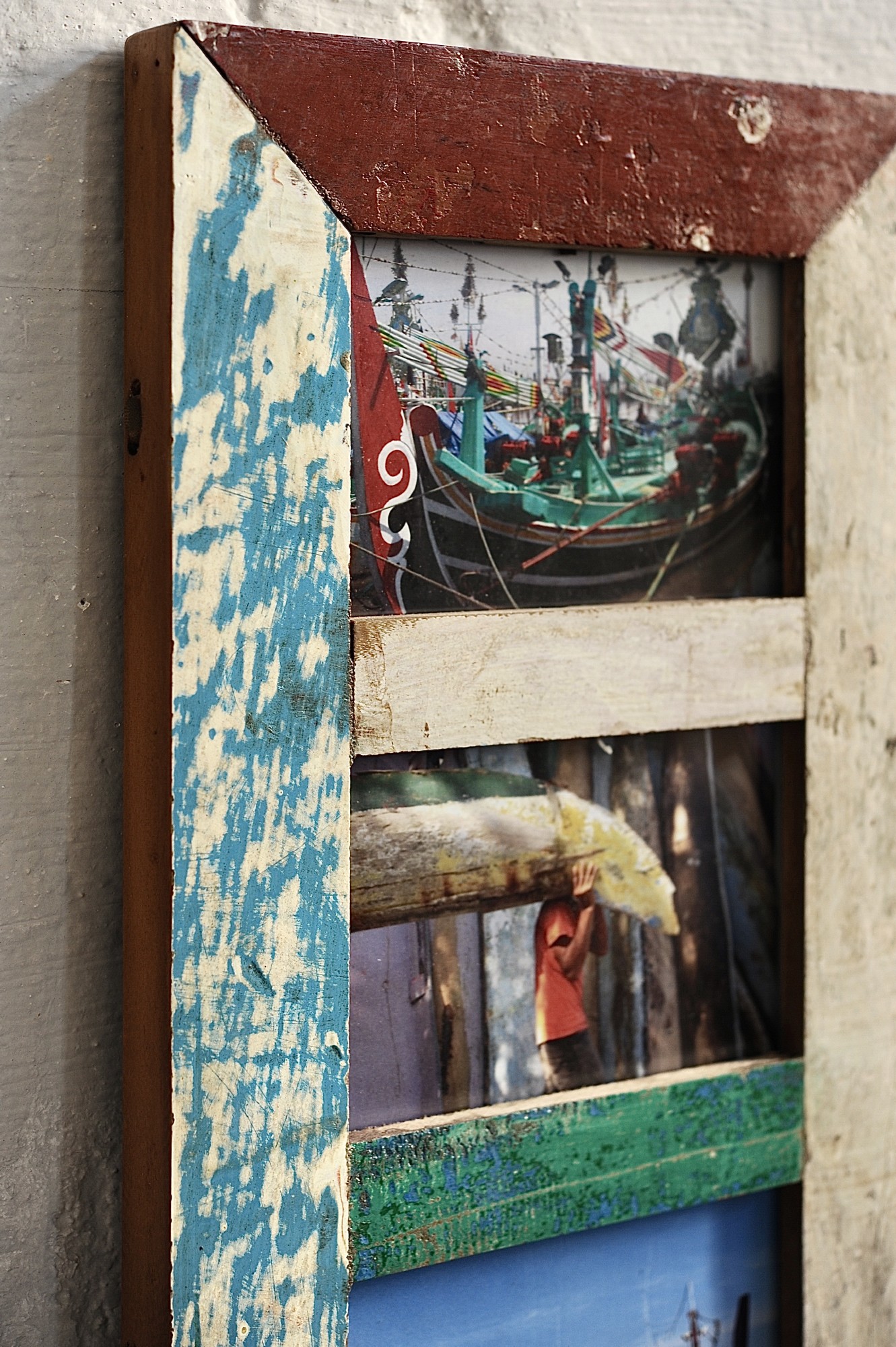 Fotorahmen aus Bootsholz, multicolor, T 3 cm, B 25 cm, H 60 cm von fischer's lagerhaus