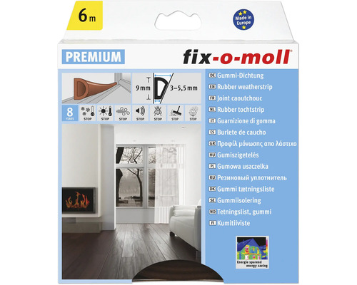 fix-o-moll D-profielafdichting, zelfklevend, bruin, 6 m, 6 x 9 mm