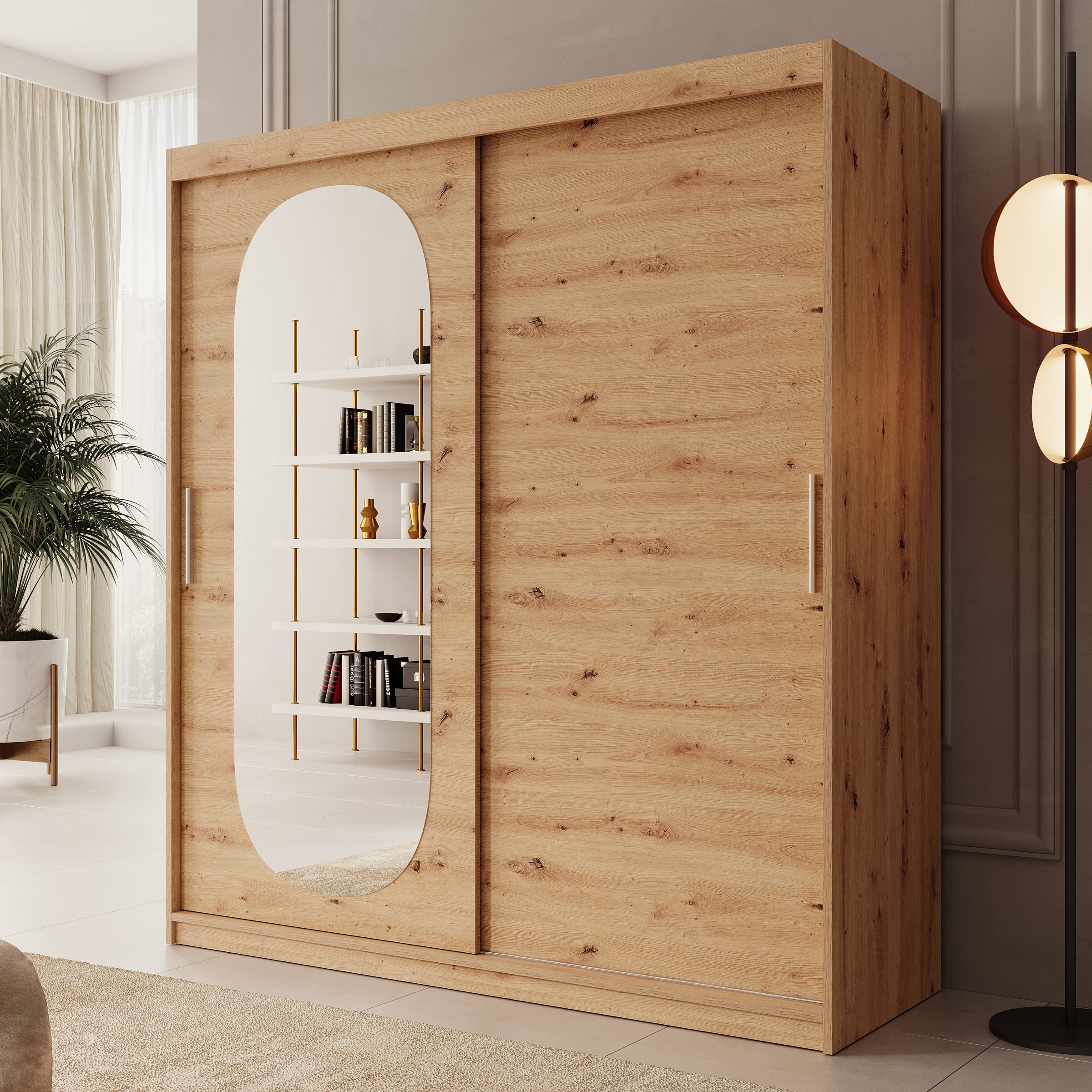 Bodhi - Kledingkast met schuifdeuren - Eiken - 180x62x200 cm