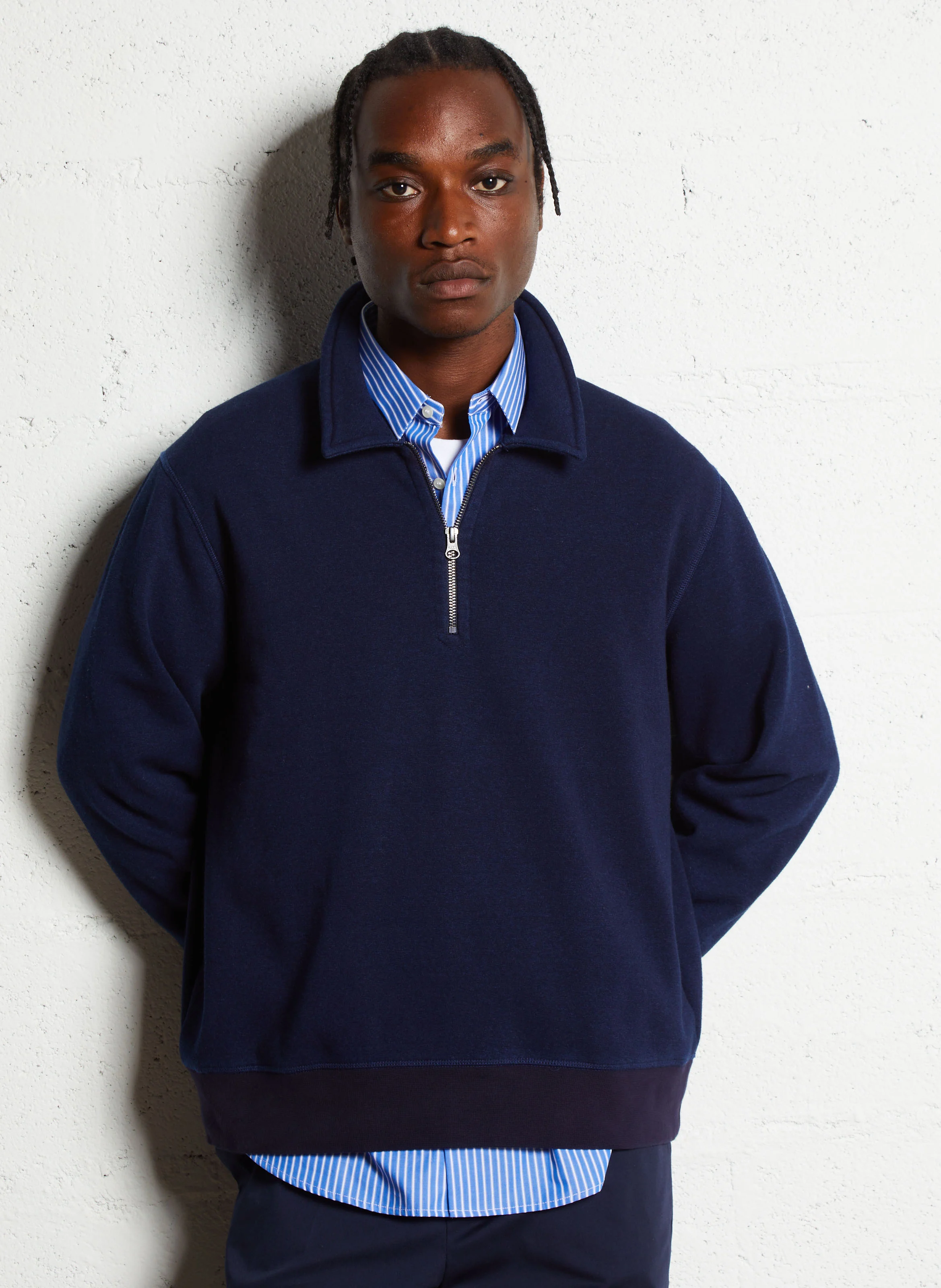 Sweatshirt droit col zippé | Bleu