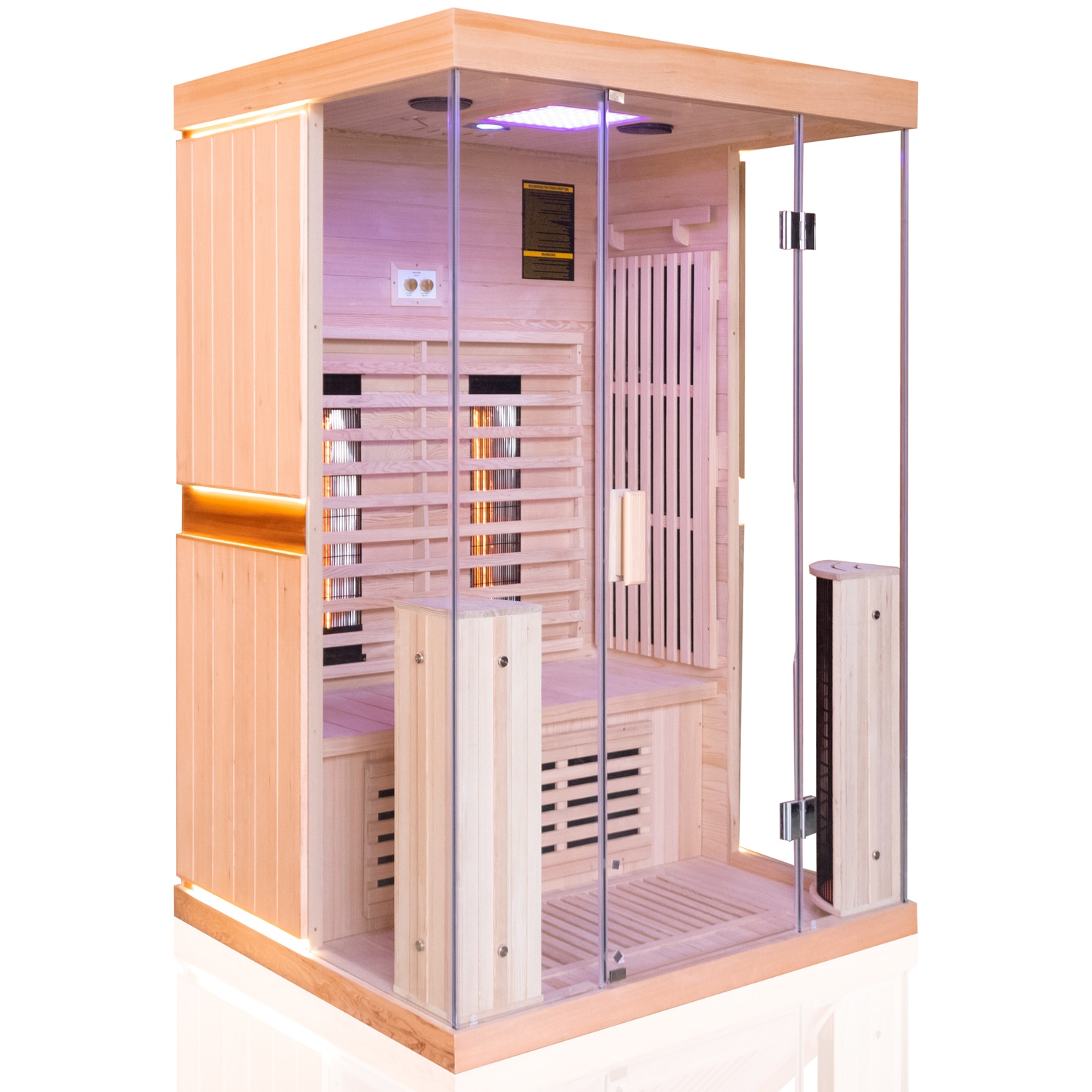 Dewello® Infrarotkabine Infrarotsauna KINGSTON 130cm x 105cm inkl. 4 Vollspektrumstrahler, 2 Karbonstrahler, 2 Personen