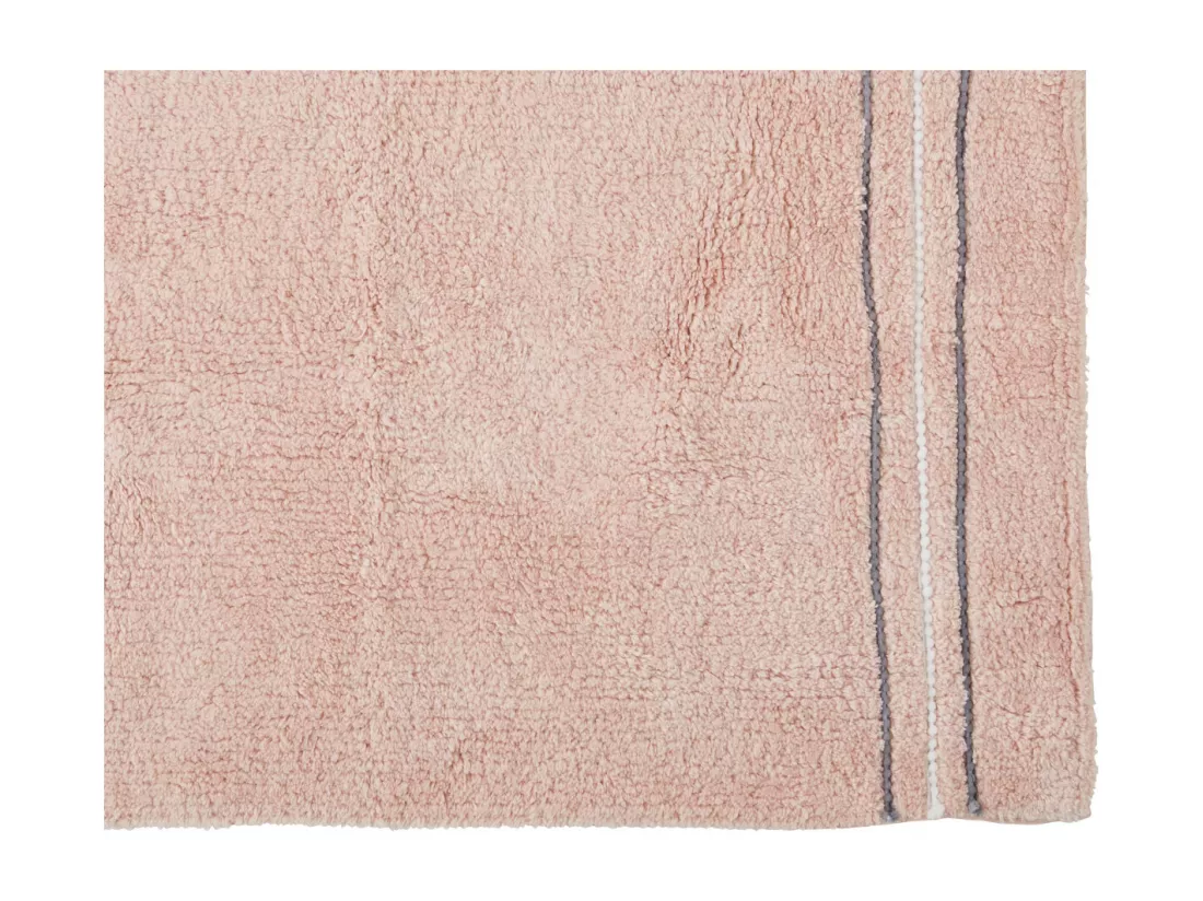 Tapis de bain déco en coton rose poudré 50x80cm