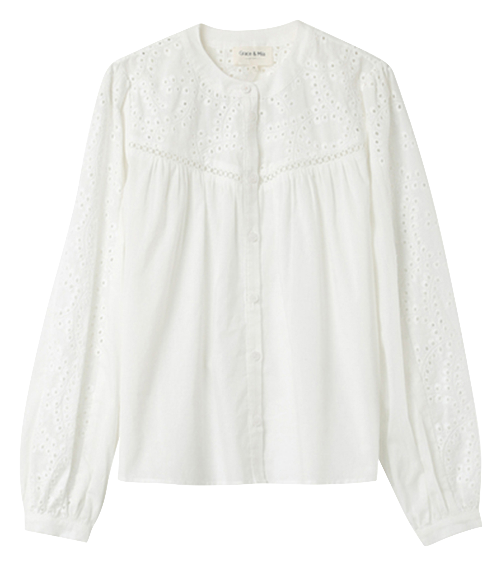NOLISA - Chemise broderies anglaises en coton| Beige
