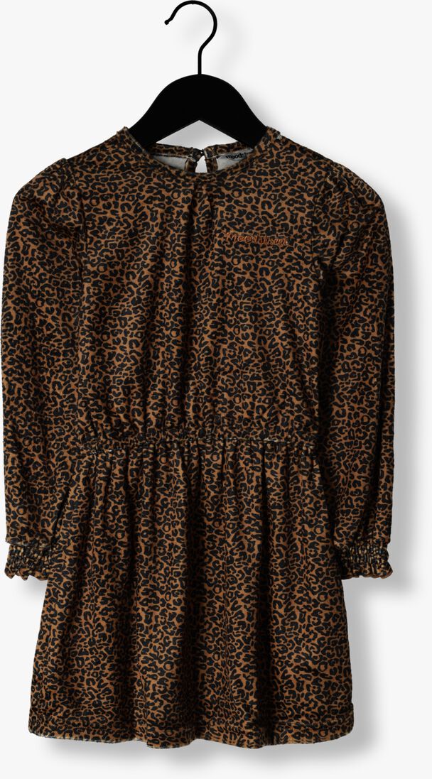 MOODSTREET camel moodstreet mini jurk velours leopard dress
