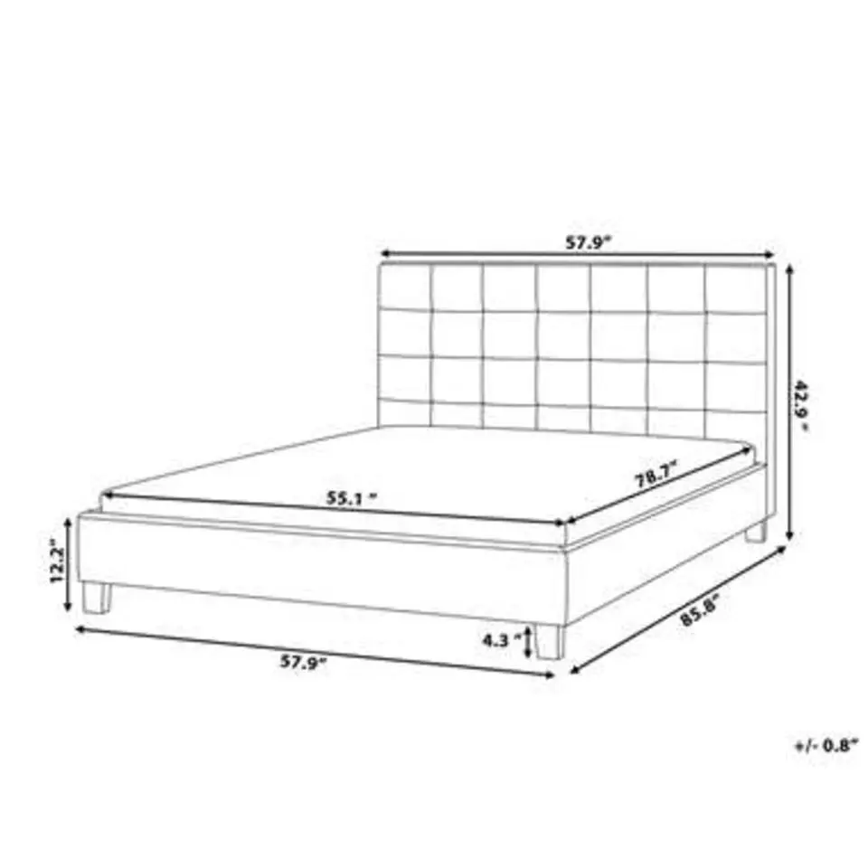 ROCHELLE - Tweepersoonsbed - Lichtgrijs - 140 x 200 cm - Polyester