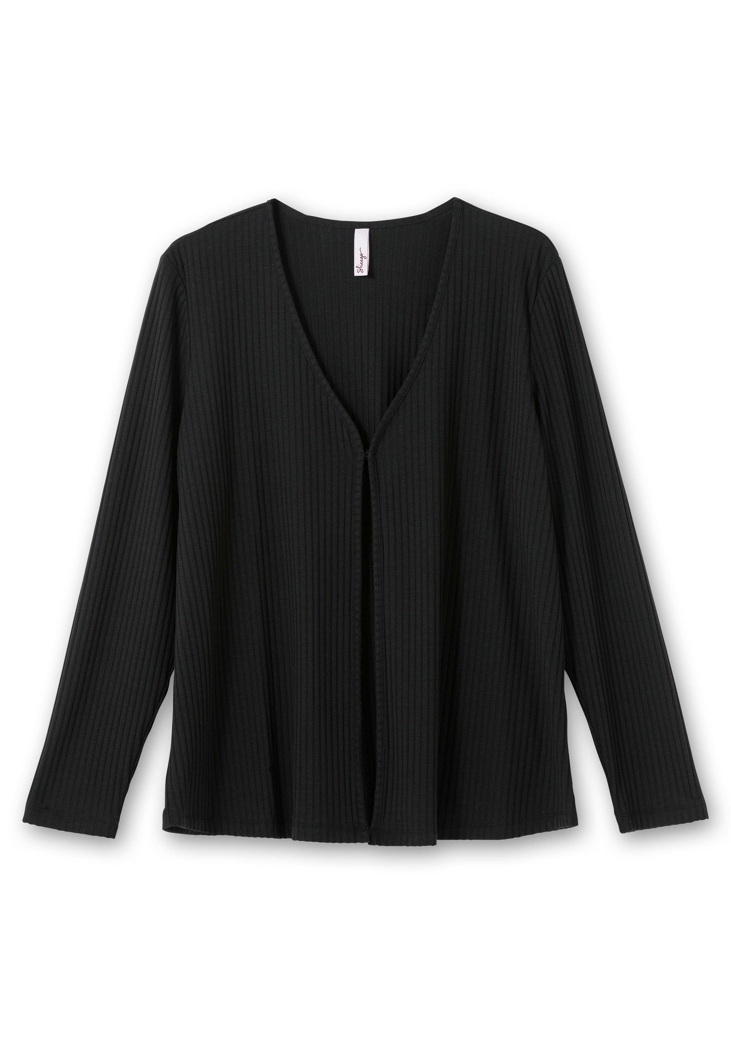 Gerippte Shirtjacke mit 1-Knopf-Verschluss
