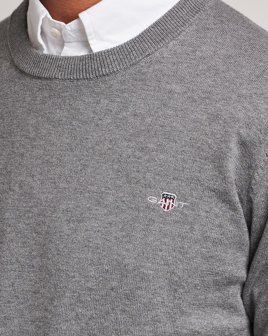 GANT Classic Cotton Crew Neck Dark Grey Melange