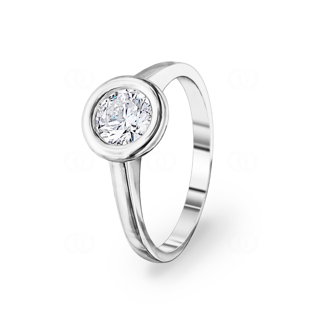 0.70 Karat GIA-Diamant Verlobungsring 750/18 K Weissgold in Zargenfassung
