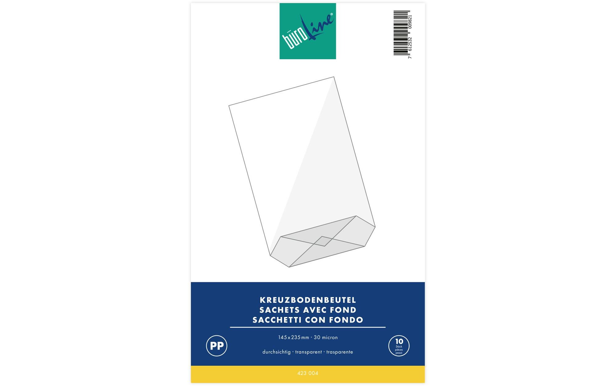 Klarsichttüte 14.5 x 23.5 cm, 10 Stück, TransparentStandfestes Beutel aus Polypropylen