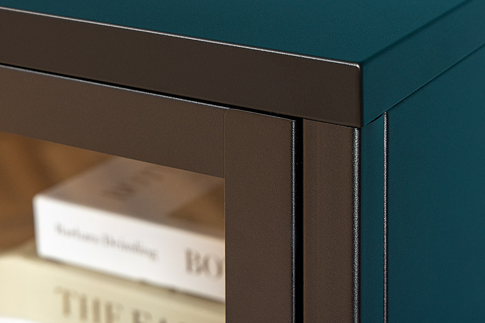 Industrial Vitrine DURA STEEL 150cm schwarz Metall Glas Highboard