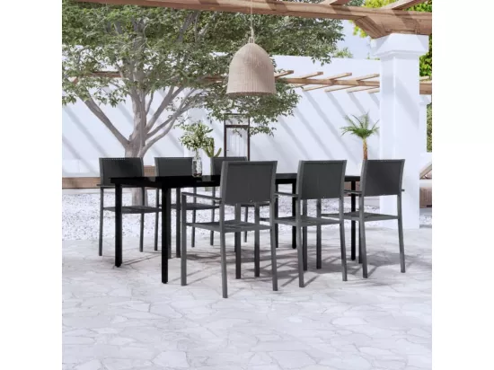 Ensemble à manger de jardin 7 pcs Noir