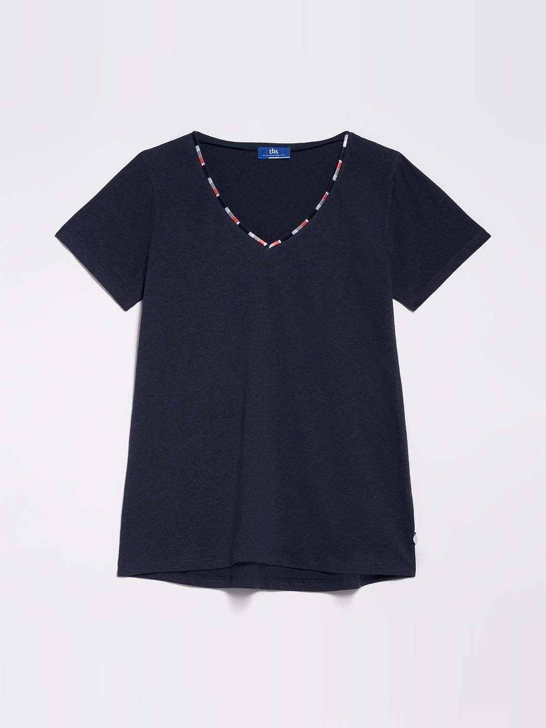 Tee Shirt Femme Coton et Lin Marine