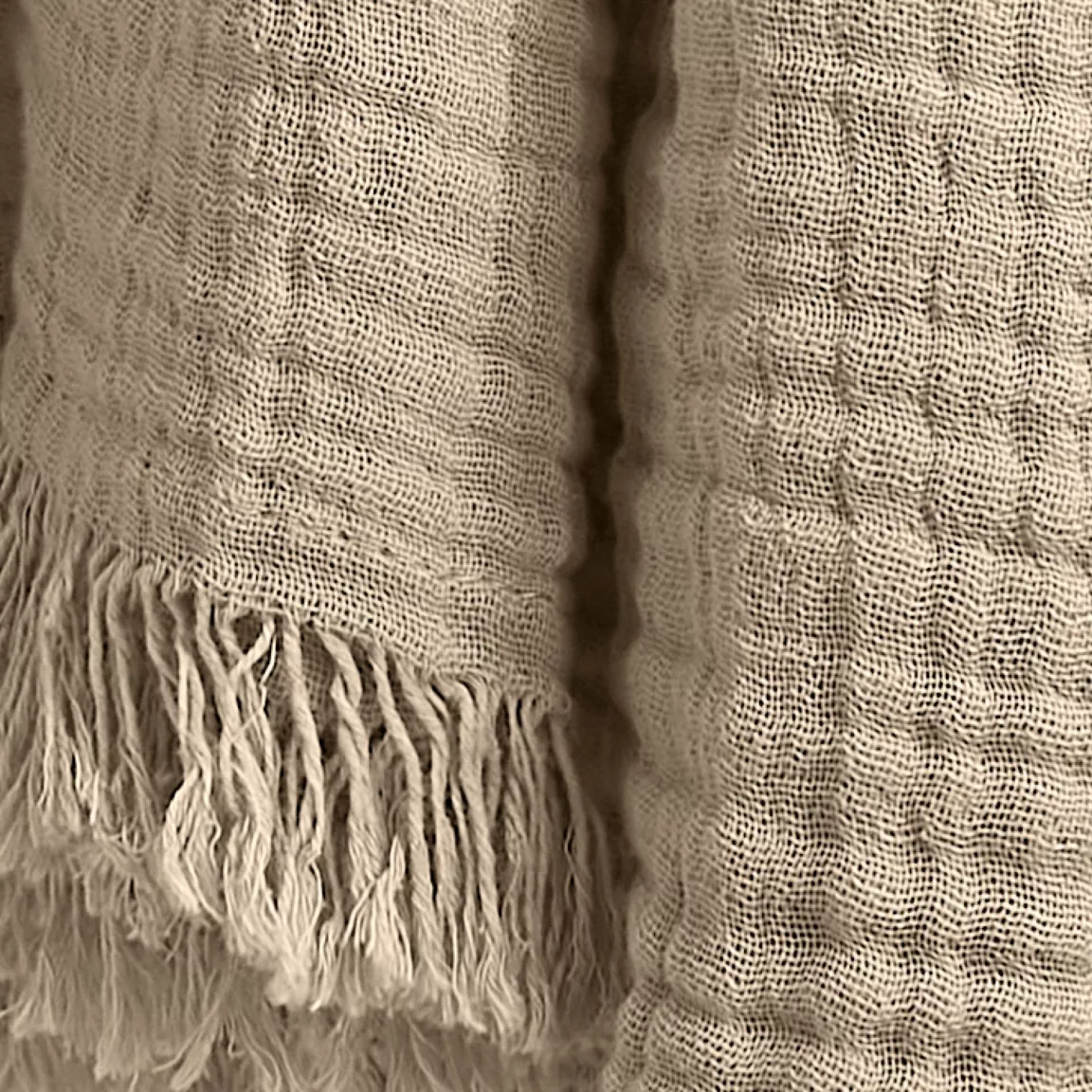 Plaid gaze de coton (130 x 160 cm) Gaïa Ficelle