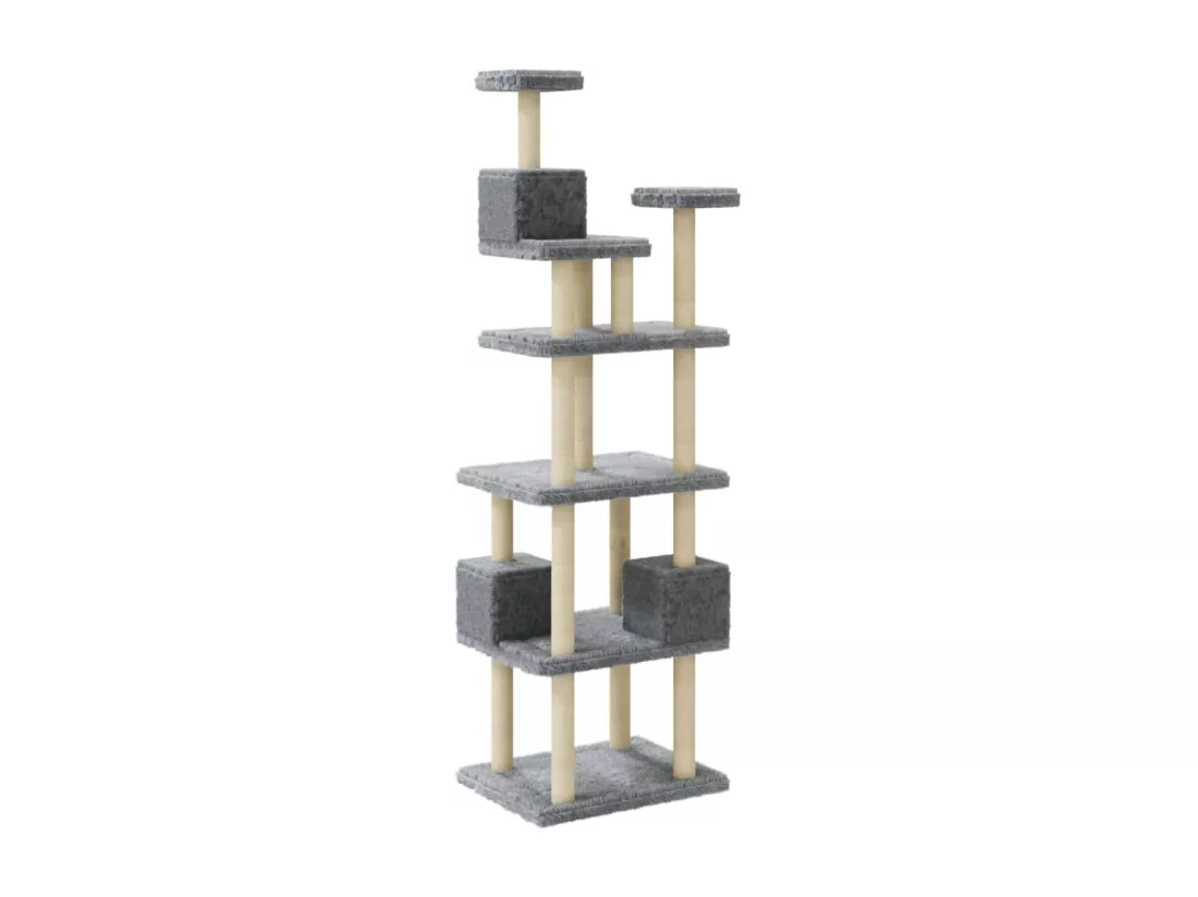 Arbre à chat avec griffoirs en sisal Gris clair 188 cm