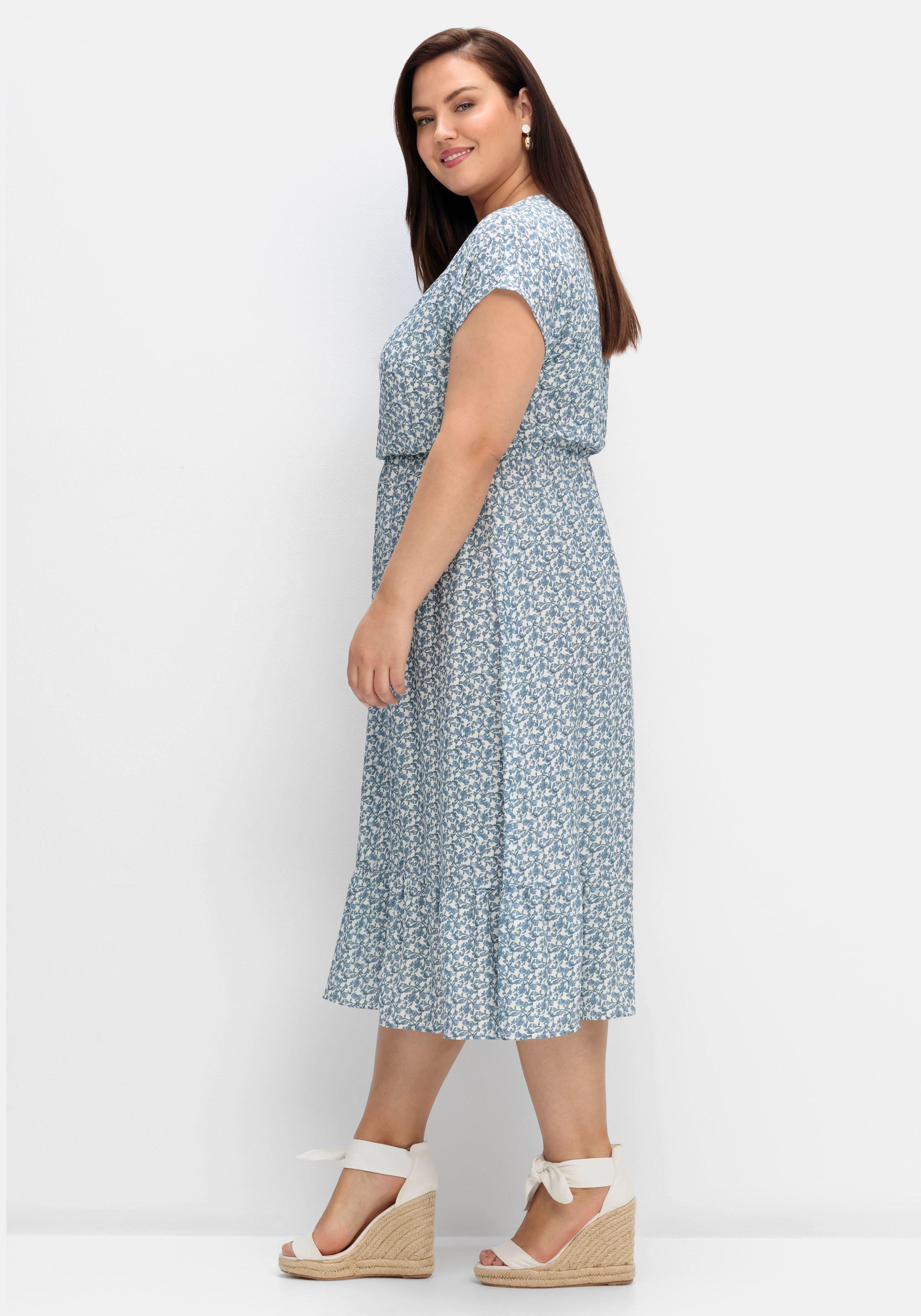 Kleid mit V-Ausschnitt und Blumendruck