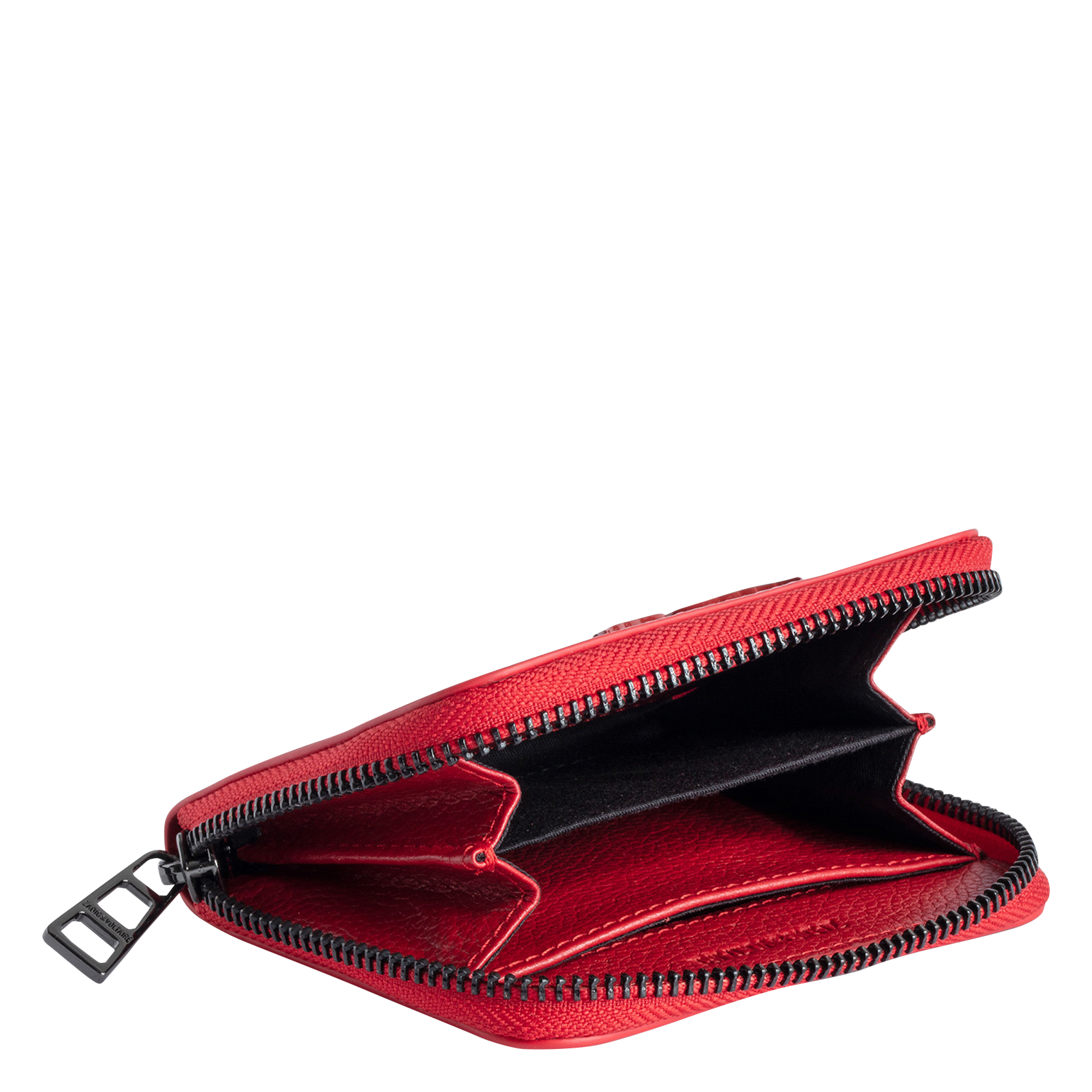 MINI ZV - Porte monnaie en cuir brillant embossé | Rouge