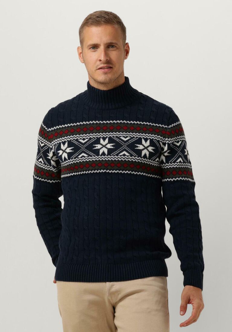 SELECTED HOMME donkerblauwe selected homme coltrui slhflake ls knit cable high ne