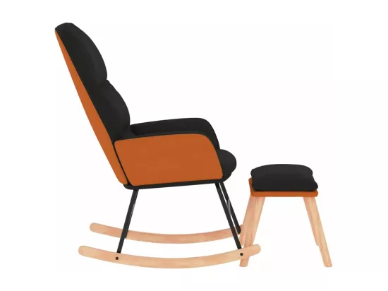 Chaise à bascule avec repose-pied Noir Tissu