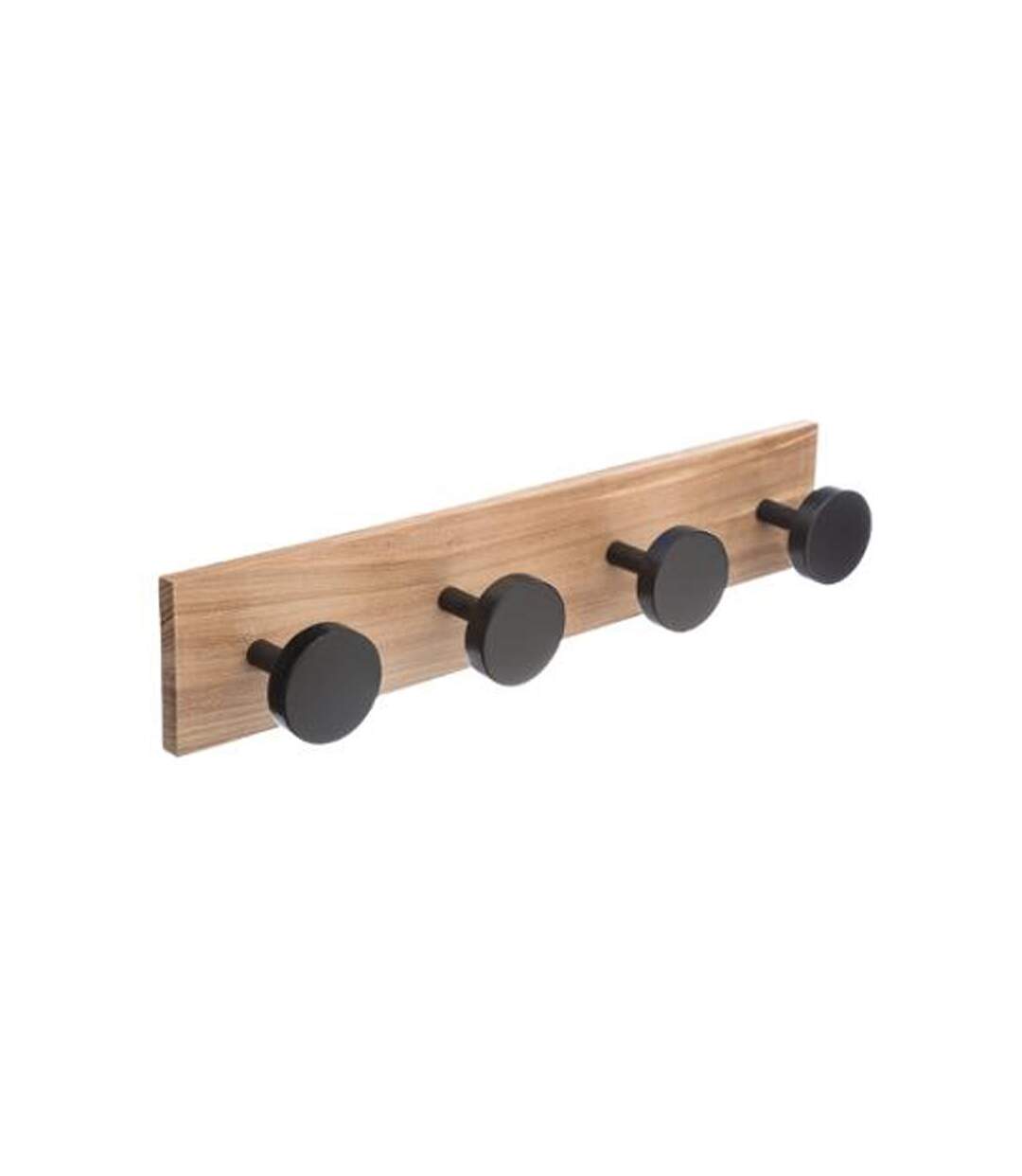 Patère en Bois 4 Têtes 40cm Noir
