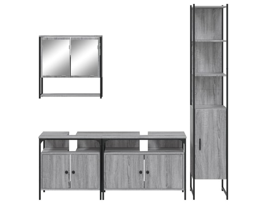 VIDAXL - Ensemble de meubles de salle de bain 4 pcs sonoma gris