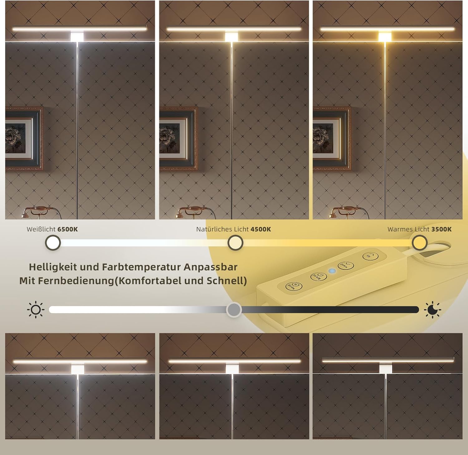 Spiegelschrank für Bad mit Beleuchtung 70x60 cm 2 Türen Badezimmerspiegel mit Steckdose höhenverstellbare Einlegeböden Wandspiegel mit Stauraum Badschrank mit Spiegel für Badezimmer (70x60cm)