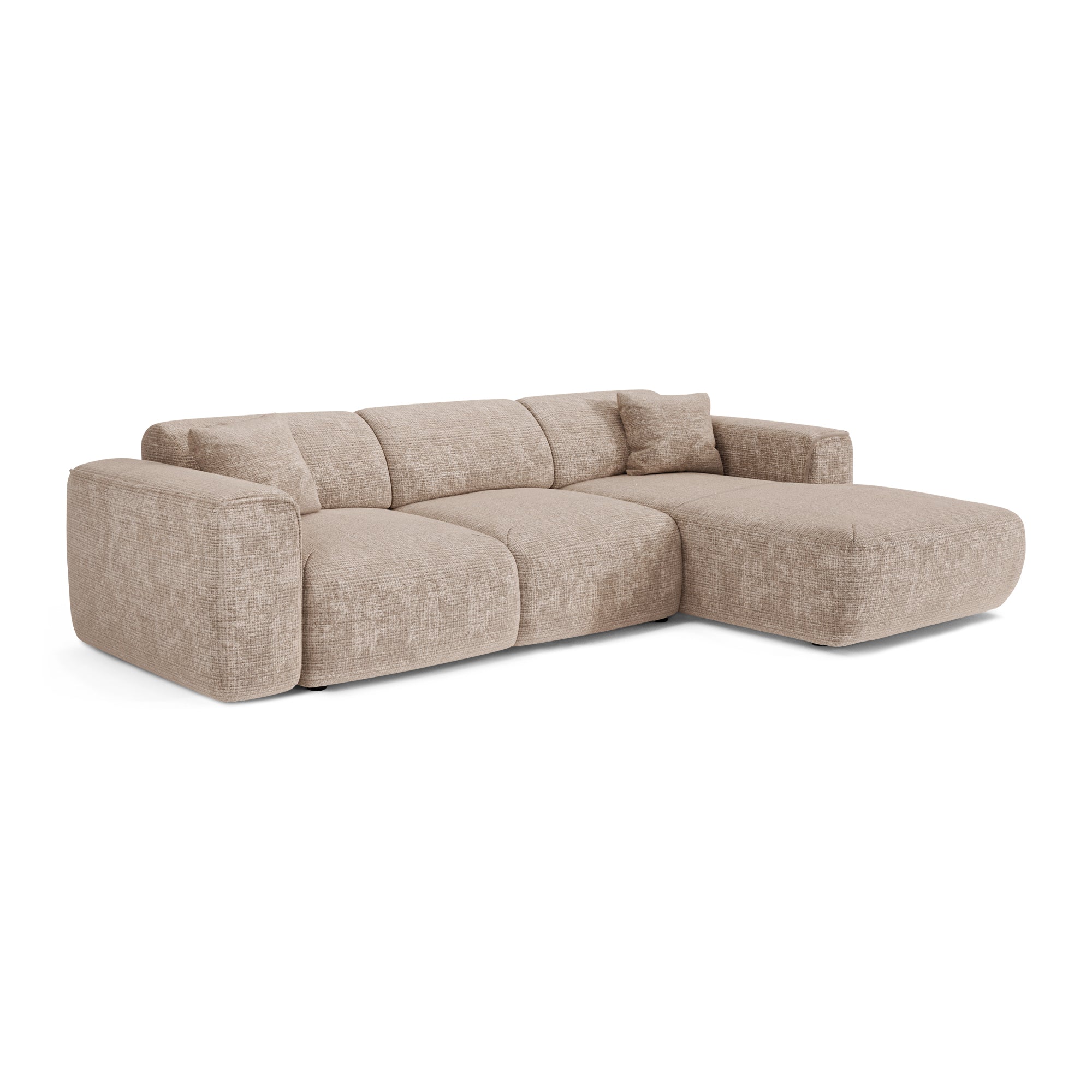 Hoekbanken YUMA 5 personen Fluweel met reliÃ«f Beige