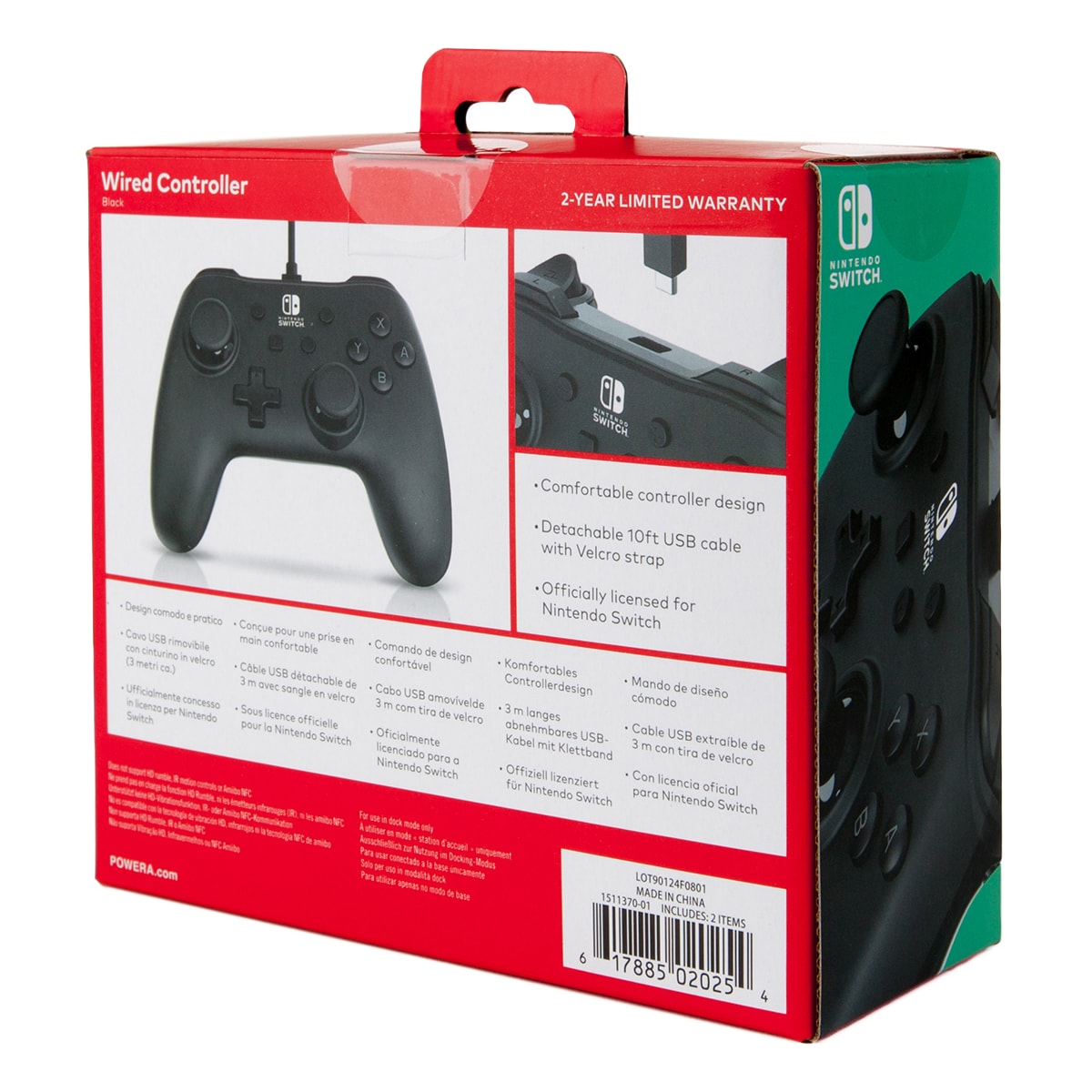 PowerA Nintendo Switch USB kablet kontroller (sort)