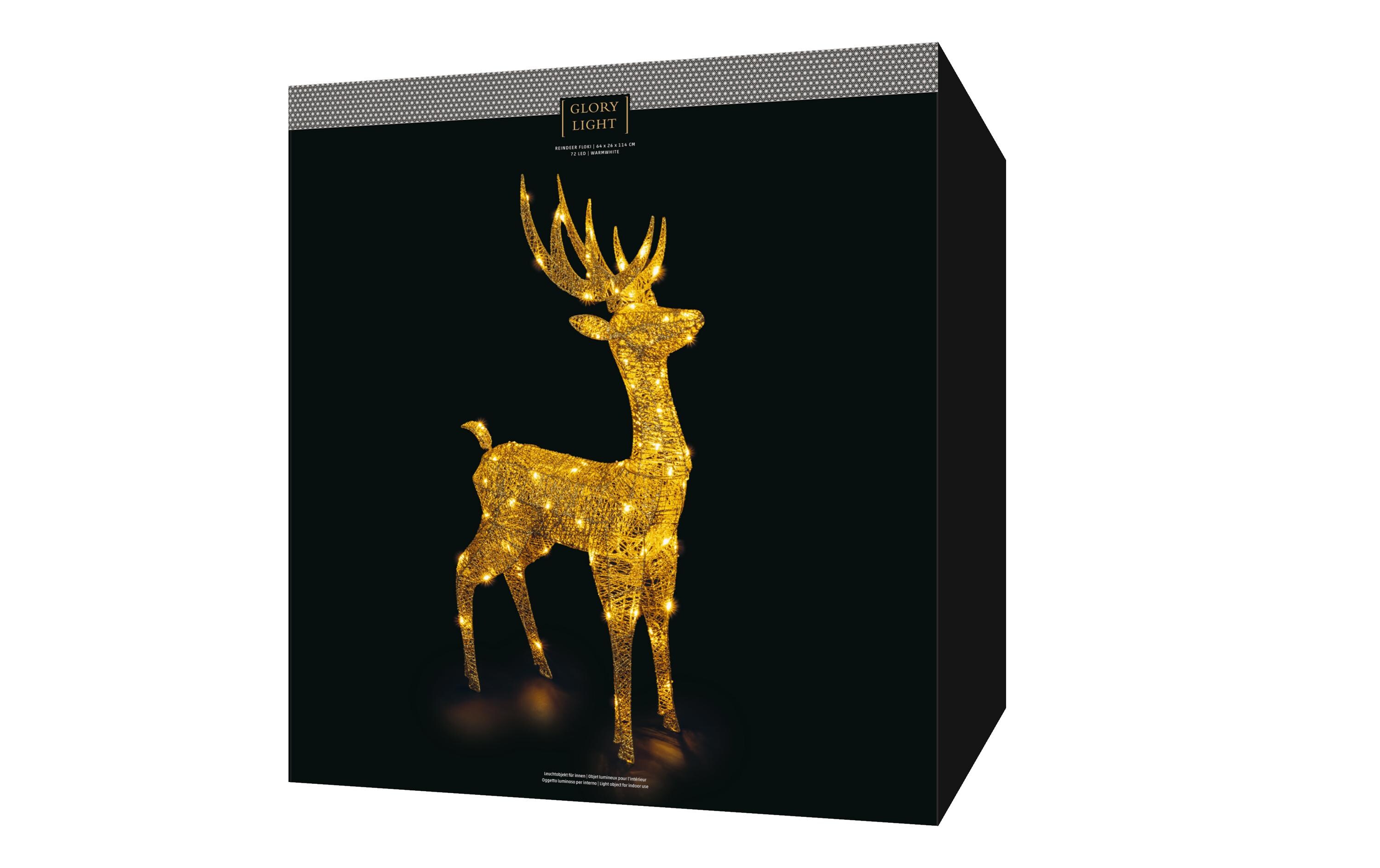 LED-Figur Rentier Floki, 64 cm, Gold<br>LED Weihnachtsdekoration