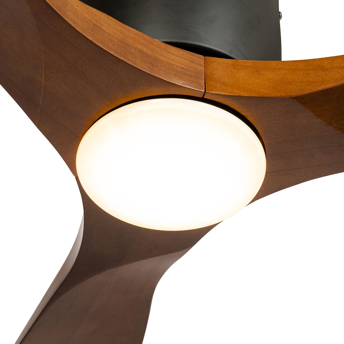 Plafondventilator zwart met hout 131.5cm incl. LED dimbaar met afstandsbediening - Jerri