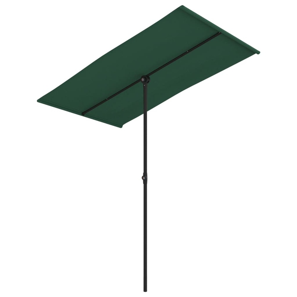 Parasol mobilier de jardin d'extérieur avec mât en aluminium 180 x 130 cm vert