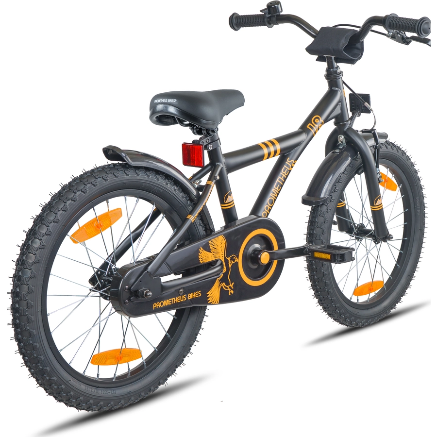 PROMETHEUS BICYCLES® Kinderfahrrad 18,Schwarz-Matt Orange