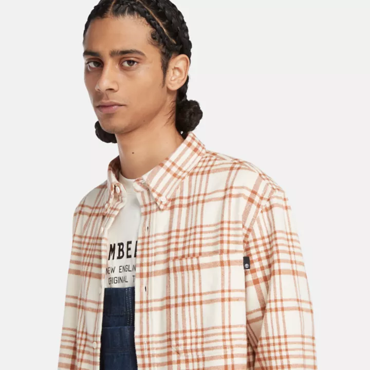 Camisa xadrez de flanela grossa masculina na cor marrom