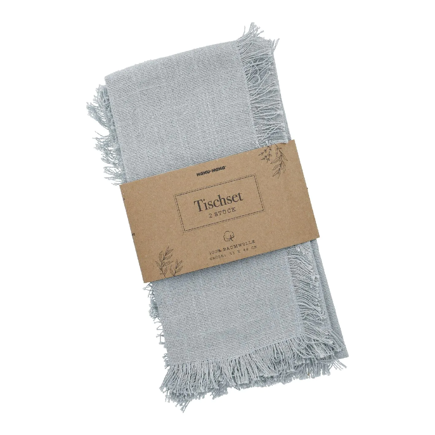 2er Set Platzset Fransen, blau, 33 x 48 cm