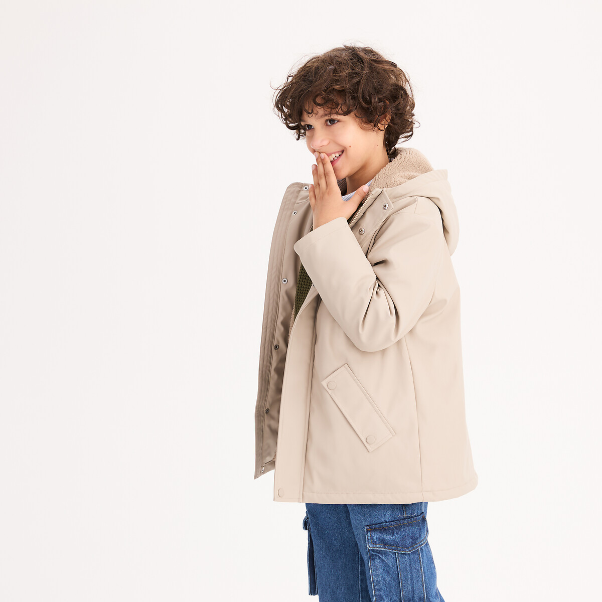 COLEÇÕES LA REDOUTE<br>Corta-vento com forro de sherpa e capuz