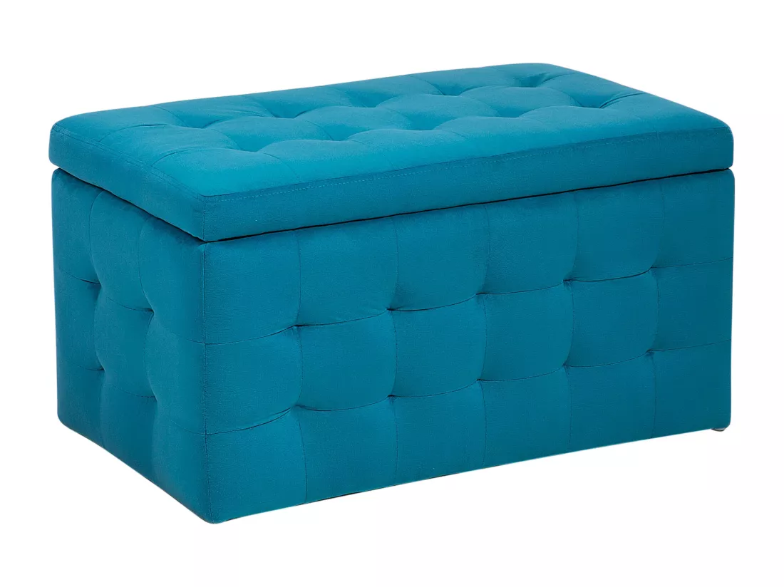 Pouf de rangement MICHIGAN Velours 72 cm 42 cm Bleu azur