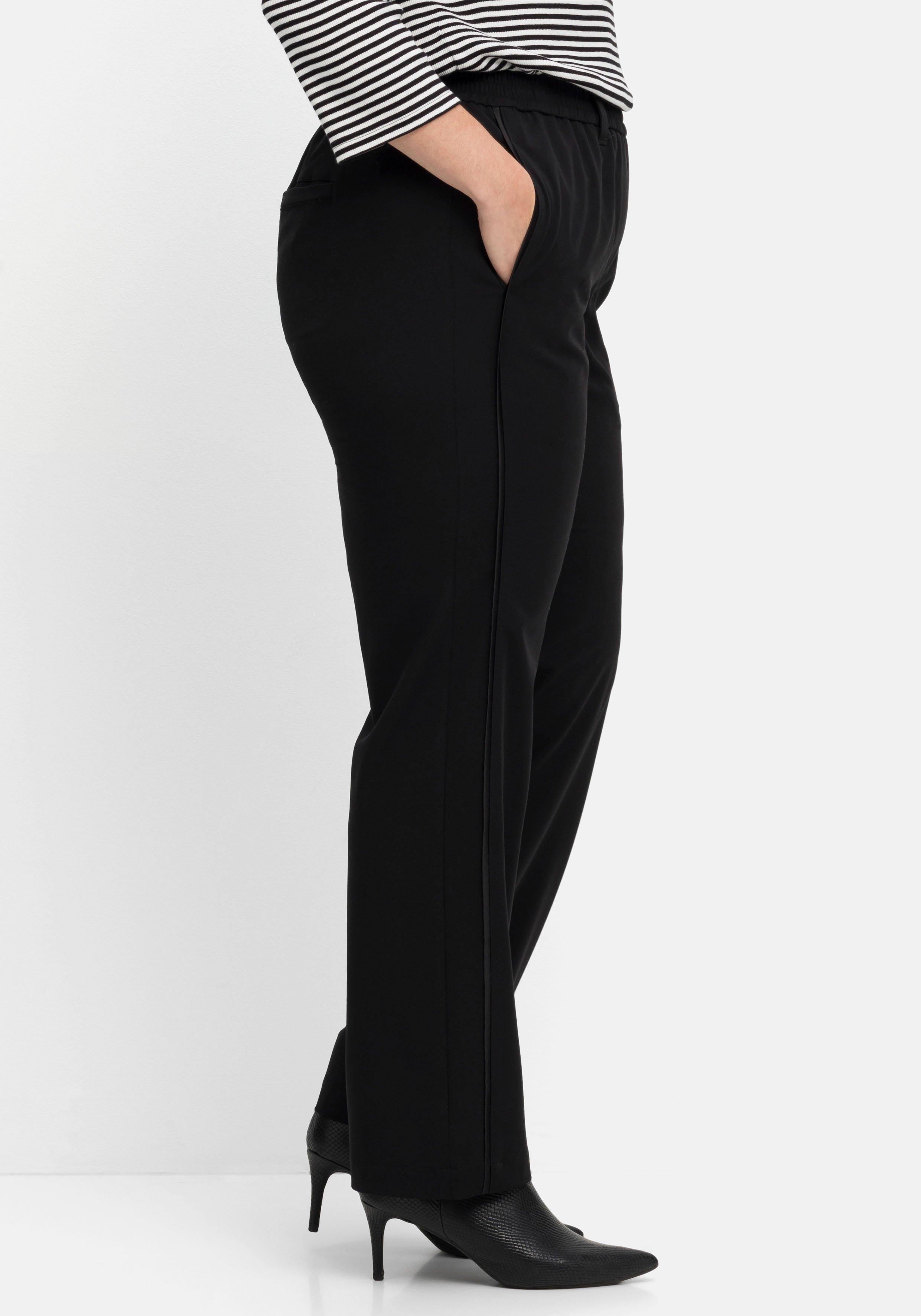 Gerade Hose mit Gummibund und Satinpiping