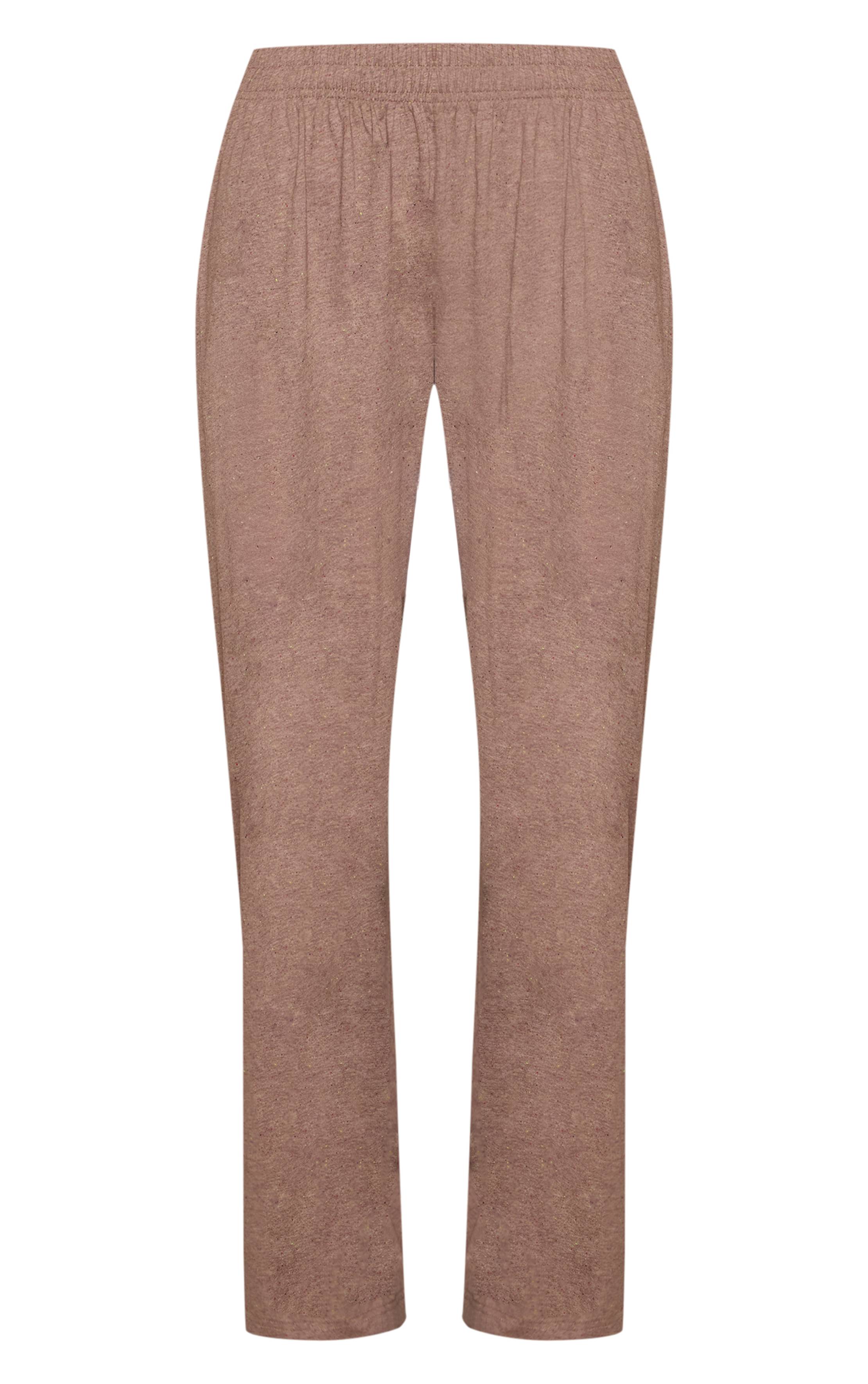 Taupe Ensemble Coordonné Pantalon Élastiqué Moucheté