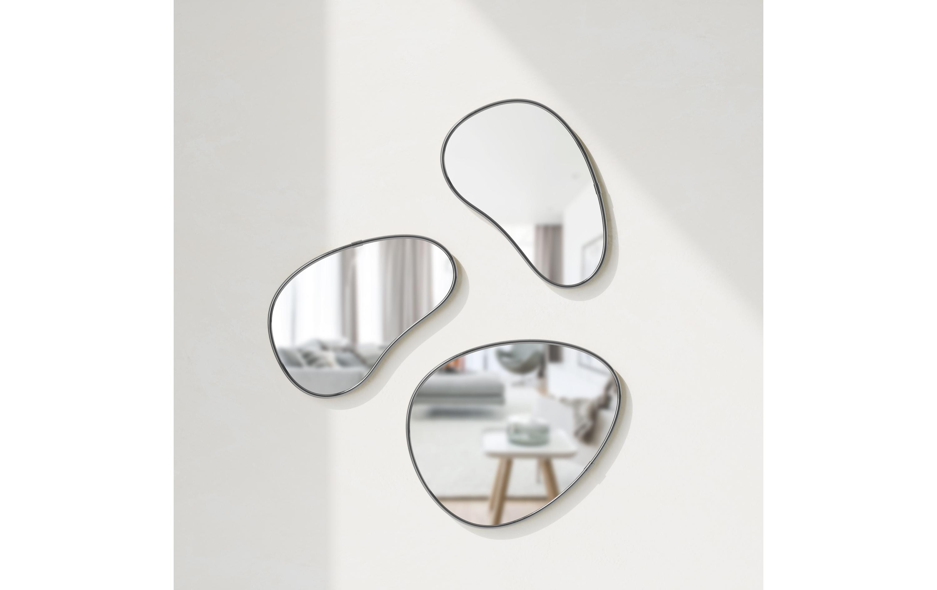 Spiegel Hubba Pebble 3er Set, SchwarzModernes Wandspiegel-Set