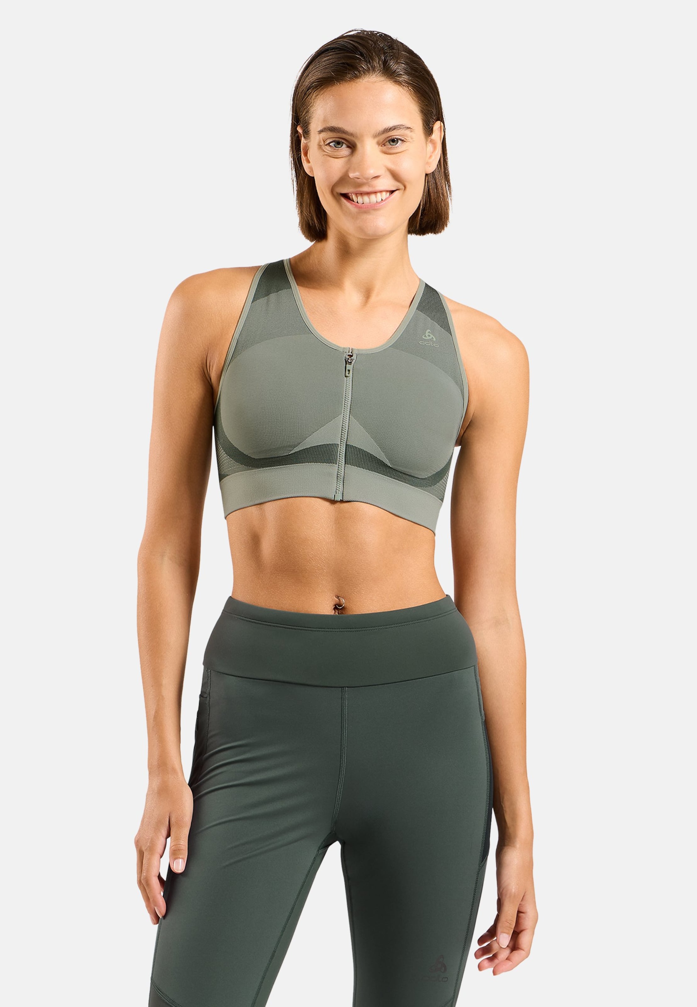 Seamless Sport-BH mit Reissverschluss und starkem Halt in urban chic - shadow