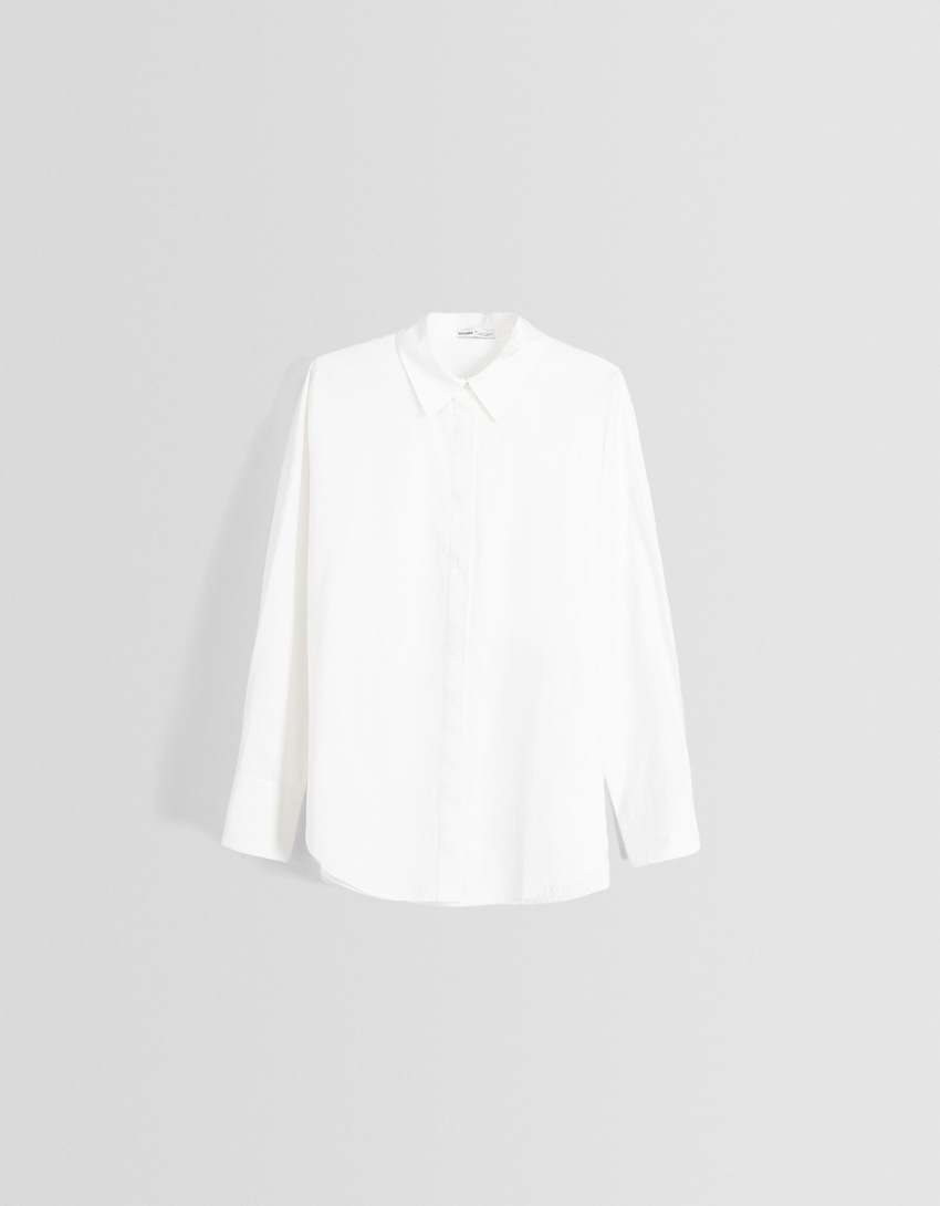 Camisa de popeline oversized de manga comprida