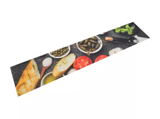 Tapis de cuisine lavable impression vin dîner 60x300 cm velours
