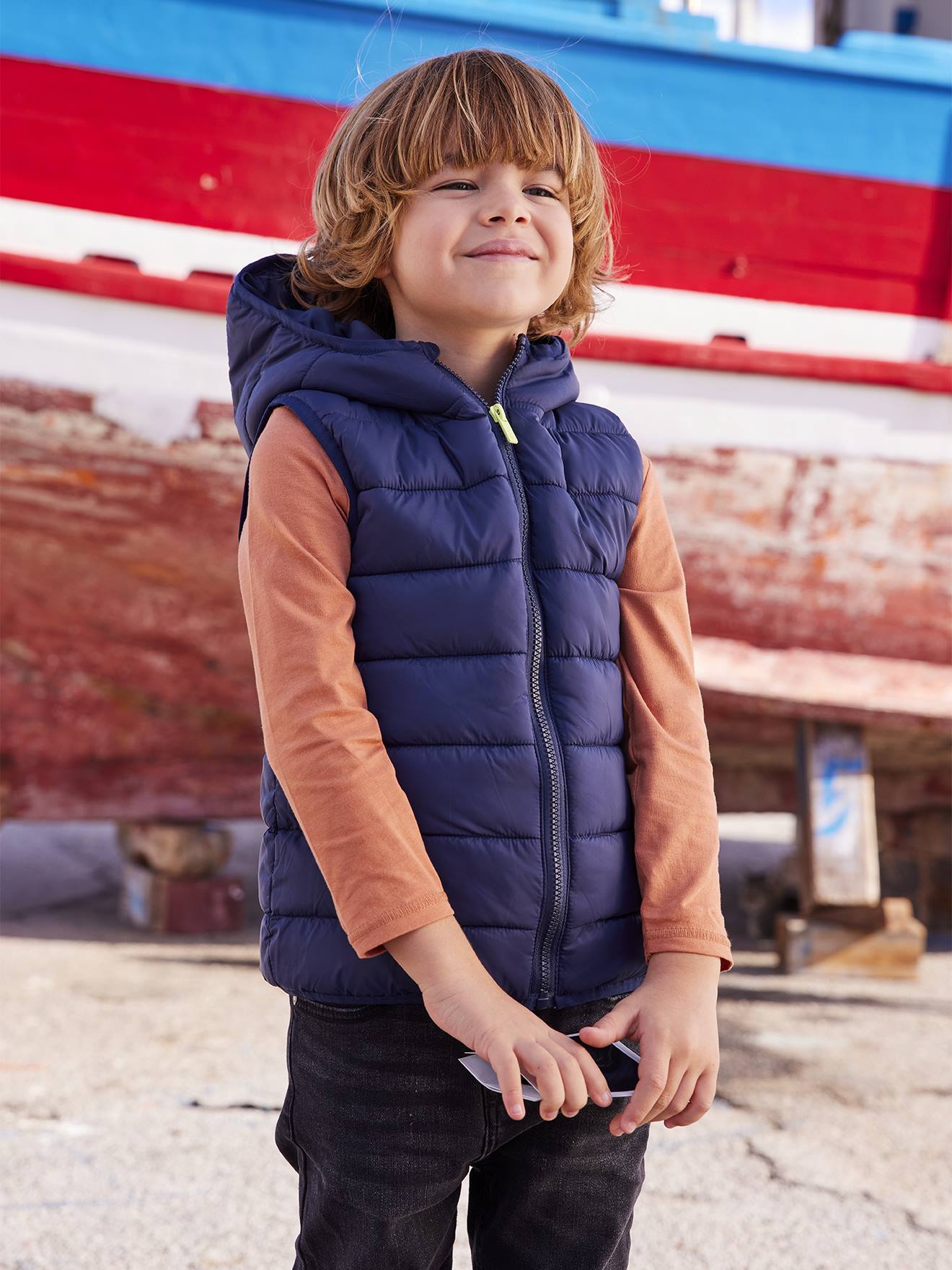 Parka 3 em 1 para meninos, verde-escuro liso com estampas.