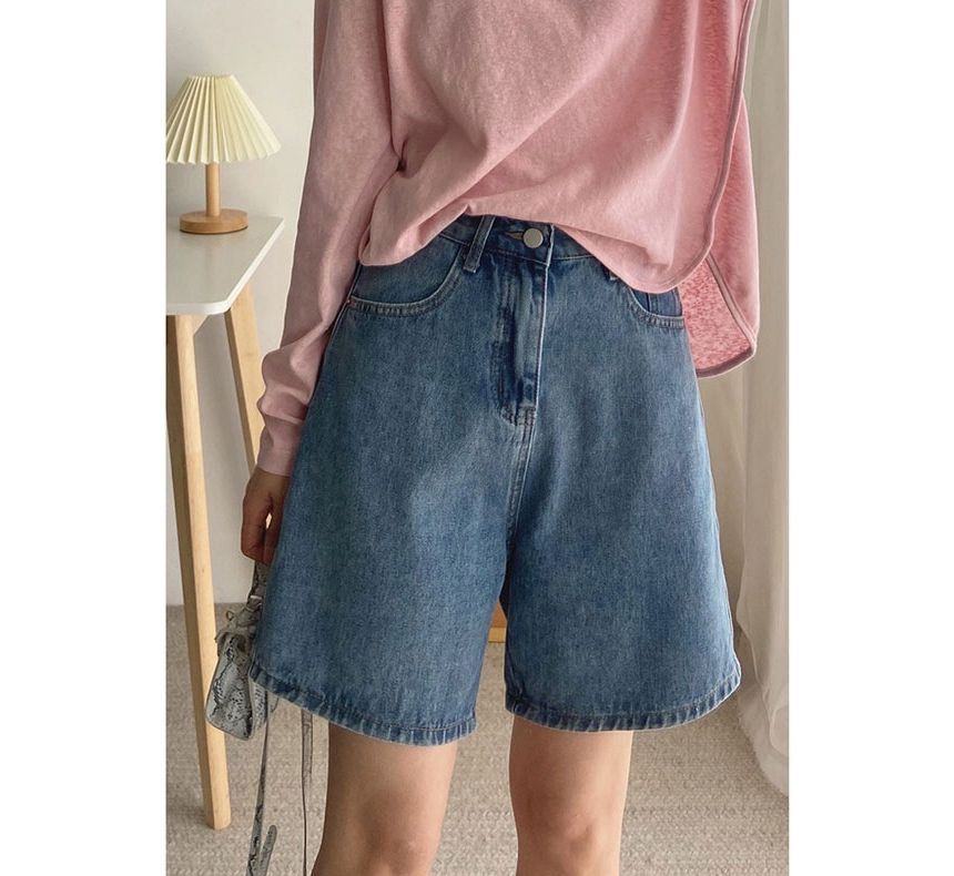 Baoinie - Gewassen denim shorts met hoge taille